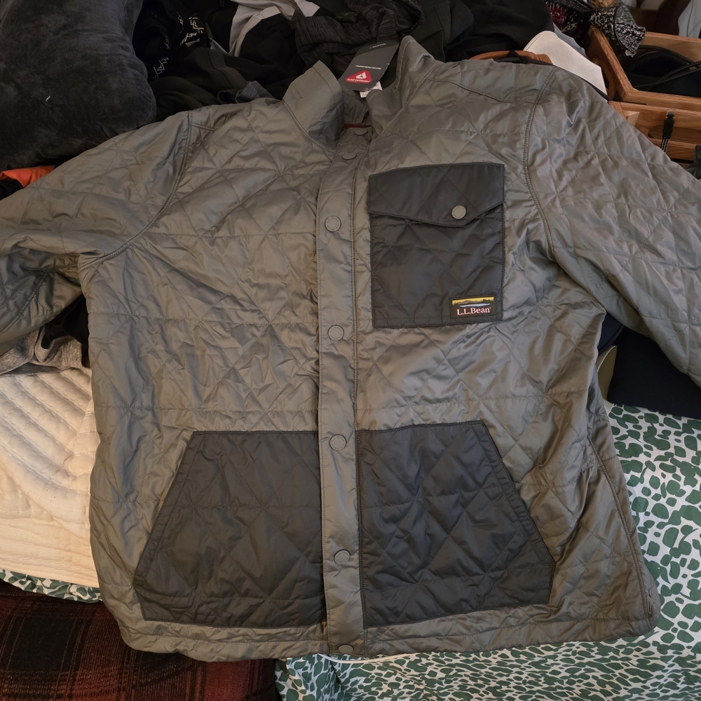 L.L. Bean Men's Olive Quilted Puffer Jacket
